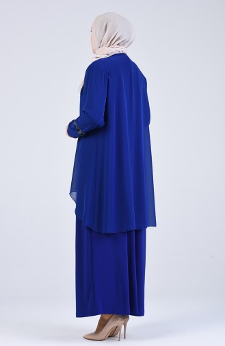 Saks-Blau Hijab-Abendkleider 1264-01