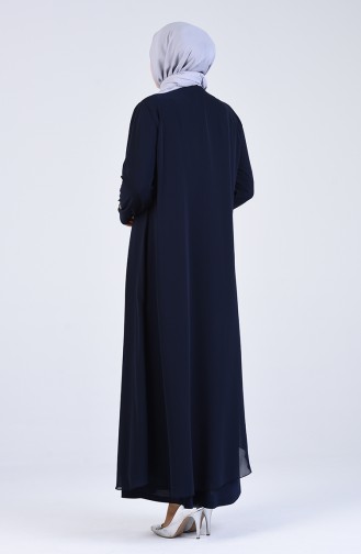 Navy Blue Hijab Evening Dress 1267-01