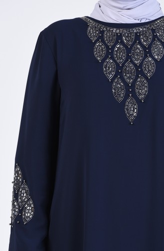 Navy Blue Hijab Evening Dress 1267-01