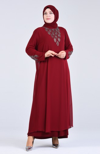 Claret red İslamitische Avondjurk 1267-02