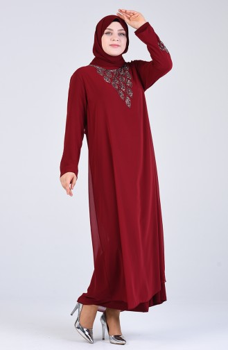 Claret red İslamitische Avondjurk 1267-02