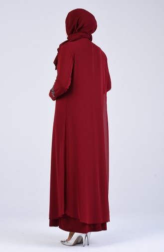 Weinrot Hijab-Abendkleider 1267-02