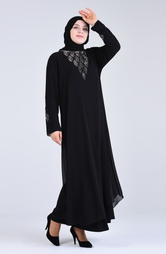 Schwarz Hijab-Abendkleider 1267-04