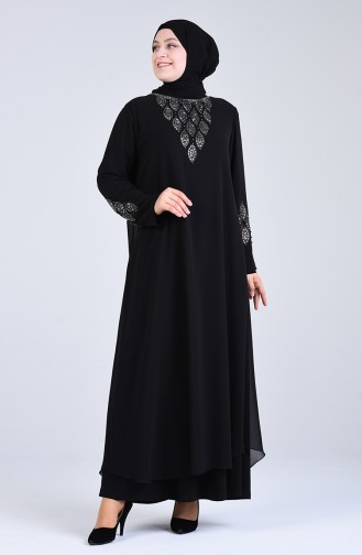 Schwarz Hijab-Abendkleider 1267-04