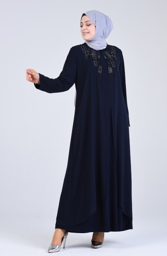 Dunkelblau Hijab-Abendkleider 1269-03