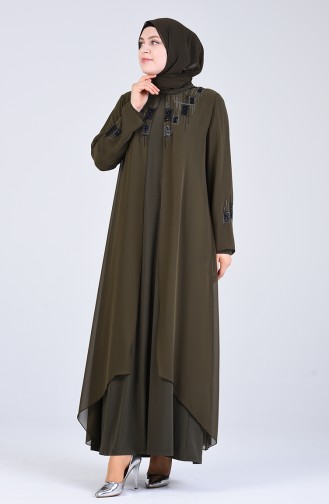 Khaki Hijab-Abendkleider 1269-04