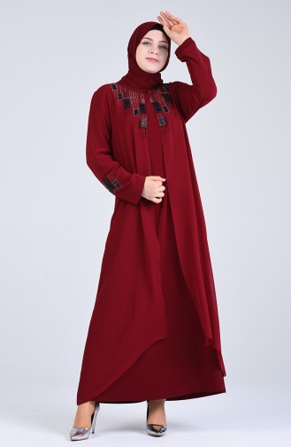 Claret red İslamitische Avondjurk 1269-05