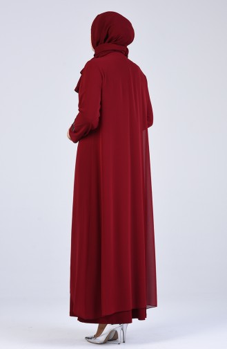 Weinrot Hijab-Abendkleider 1269-05