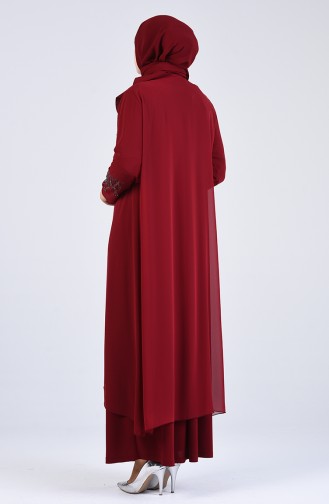Weinrot Hijab-Abendkleider 1287-01