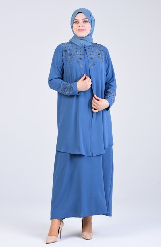 Indigo Hijab-Abendkleider 1302-03