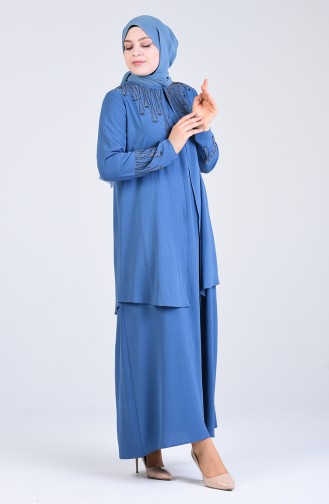 Indigo Hijab-Abendkleider 1306-02