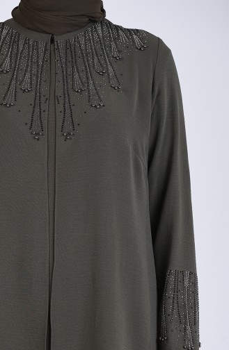 Khaki Hijab-Abendkleider 1306-03