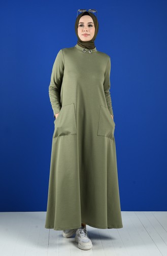 Khaki Hijab Kleider 88105-01