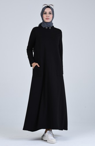 Schwarz Hijab Kleider 88105-02