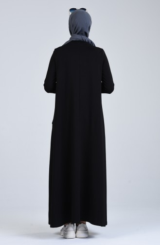 Schwarz Hijab Kleider 88105-02
