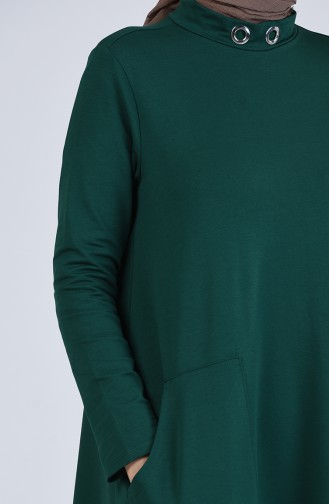İki İplik Cepli Elbise 88105-06 Zümrüt Yeşil