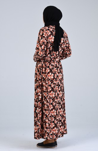 Brick Red Hijab Dress 4556F-01