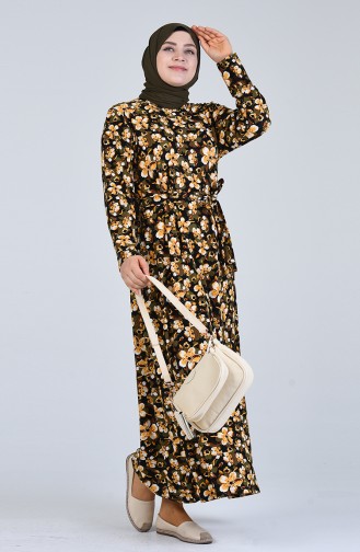 Khaki Hijab Dress 4556F-02