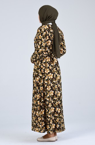 Khaki Hijab Dress 4556F-02