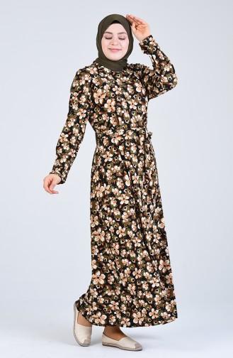Khaki Hijab Kleider 4556F-02