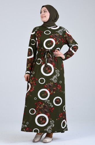 Khaki Hijab Dress 4556G-01