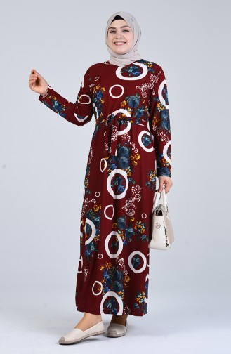 Claret Red Hijab Dress 4556G-02