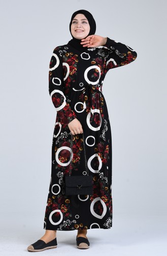 Schwarz Hijab Kleider 4556G-04