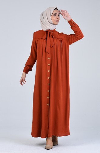 Ziegelrot Hijab Kleider 5671-06