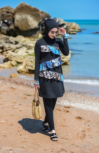 Maillot de Bain Hijab Noir 8094-03