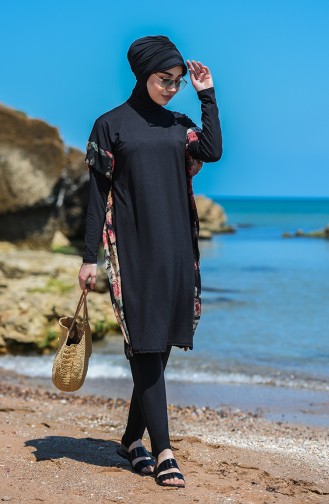 Maillot de Bain Hijab Noir 8095-01
