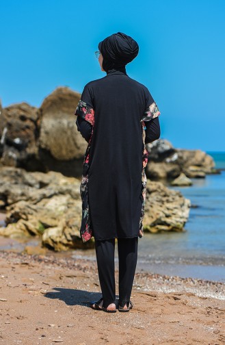 Schwarz Hijab Badeanzug 8095-01