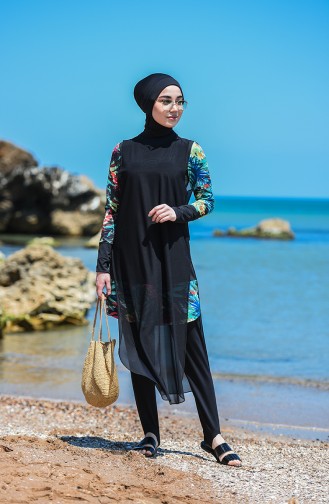 Maillot de Bain Hijab Noir 8206-01