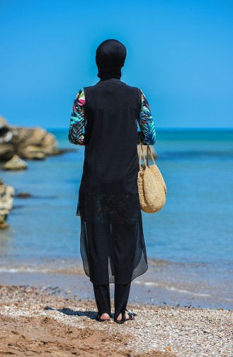 Maillot de Bain Hijab Noir 8206-01
