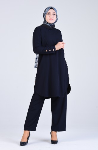 Plus Size Tunic Trousers Double Suit 1192-01 Navy Blue 1192-01