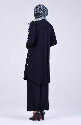Plus Size Tunic Trousers Double Suit 1192-01 Navy Blue 1192-01