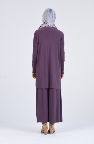 Sandy Tunik Pantolon İkili Takım 1024-01 Koyu Lila