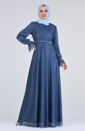 Indigo Hijab-Abendkleider 1009-04