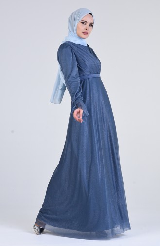 Indigo Hijab-Abendkleider 1009-04