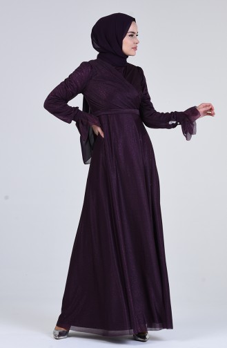 Silvery Evening Dress 1009-06 Plum 1009-06