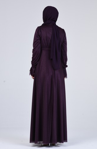 Silvery Evening Dress 1009-06 Plum 1009-06