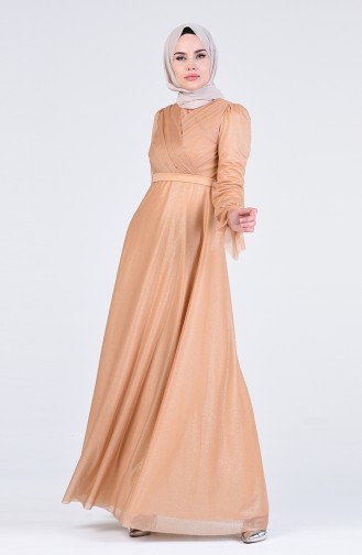 Silvery Evening Dress 1009-07 Caramel 1009-07