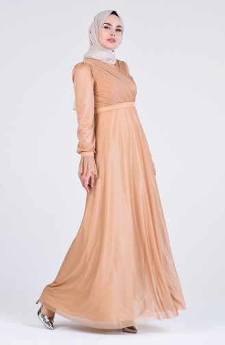 Silvery Evening Dress 1009-07 Caramel 1009-07