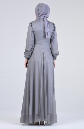 Grau Hijab-Abendkleider 1123-06