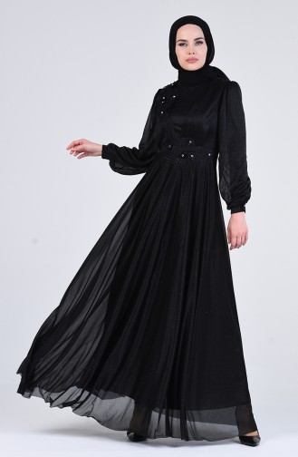Schwarz Hijab-Abendkleider 1123-07