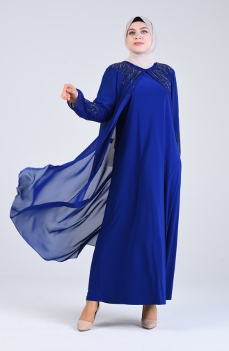 Saks-Blau Hijab-Abendkleider 1287-05