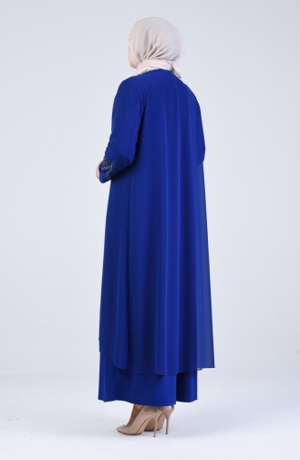 Saks-Blau Hijab-Abendkleider 1287-05