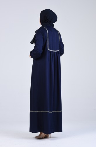Plus Size Gathered Dress 1725-02 Navy Blue 1725-02