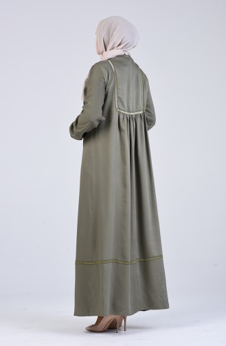 Büyük Beden Büzgülü Elbise 1725-04 Haki