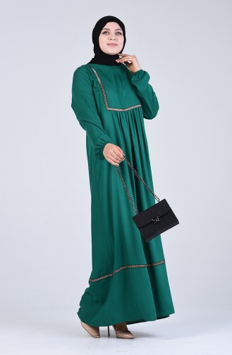 Plus Size Gathered Dress 1725-06 Emerald Green 1725-06