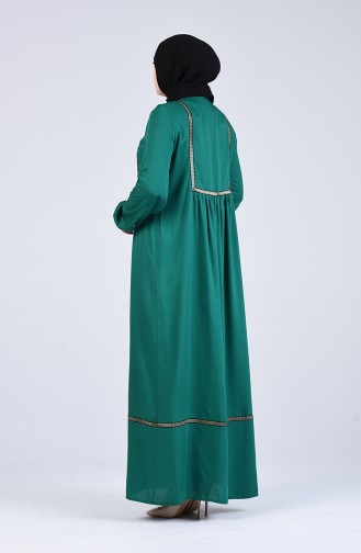 Büyük Beden Büzgülü Elbise 1725-06 Zümrüt Yeşili
